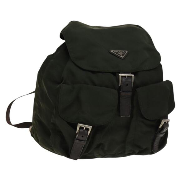 PRADA Backpack Nylon Khaki Silver - Picture 1 of 9
